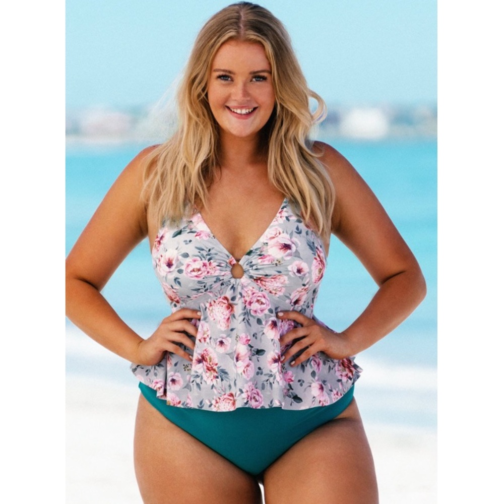 Cupshe Ruffle Floral Tankini Top